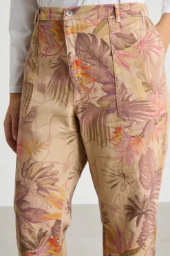 Pantalone baggy stampato - Cammello