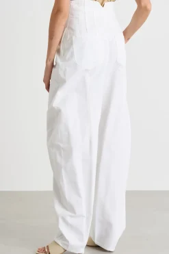 Pantalone balloon a vita alta - Bianco