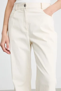 Pantalone bootcut in gabardina - Bianco