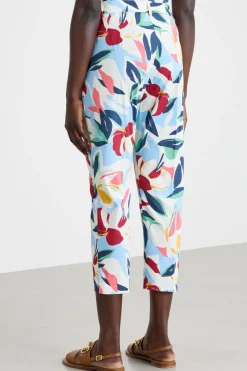 Pantalone Capri in popeline - Azzurro