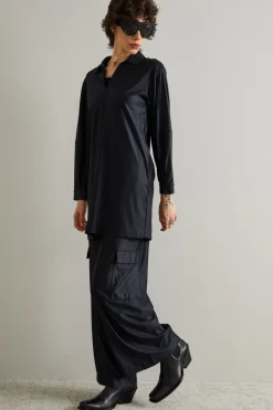 Pantalone cargo in jersey spalmato - Blu Notte