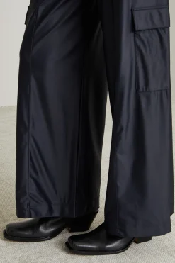 Pantalone cargo in jersey spalmato - Blu Notte