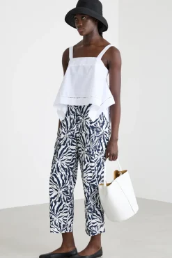 Pantalone cargo in popeline - Blu Bianco