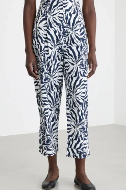 Pantalone cargo in popeline - Blu Bianco