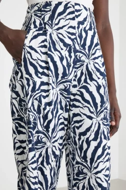 Pantalone cargo in popeline - Blu Bianco