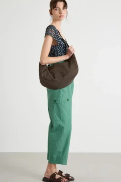 Pantalone cargo in popeline - Verde