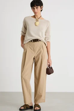 Pantalone carrot in popeline - Cammello