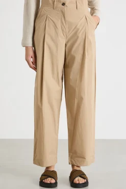 Pantalone carrot in popeline - Cammello