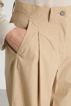 Pantalone carrot in popeline - Cammello