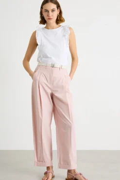 Pantalone carrot in popeline - Rosa