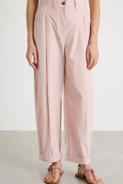 Pantalone carrot in popeline - Rosa