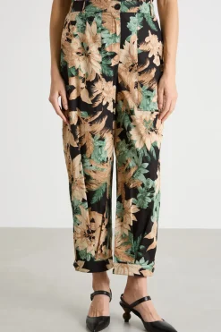 Pantalone carrot stampato - Nero Rosa Verde