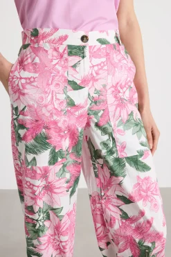 Pantalone carrot stampato - Rosa Verde Bianco