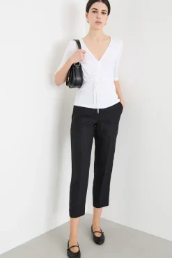 Pantalone chino in lino - Nero