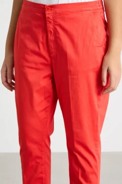 Pantalone chino in raso - Rosso