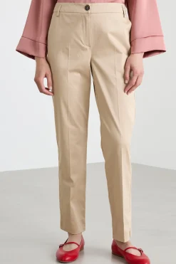 Pantalone chino in raso stretch - Beige