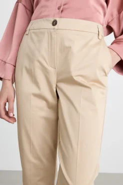 Pantalone chino in raso stretch - Beige