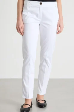 Pantalone chino in raso stretch - Bianco