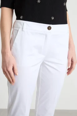 Pantalone chino in raso stretch - Bianco