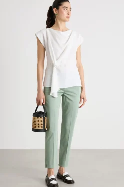 Pantalone chino in raso stretch - Verde