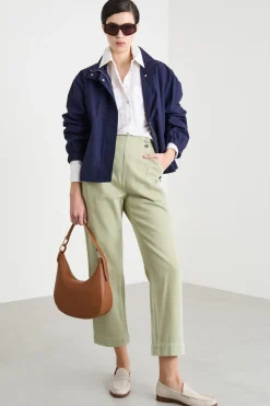 Pantalone con abbottonatura marinière - Verde