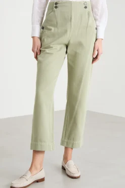 Pantalone con abbottonatura marinière - Verde