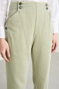Pantalone con abbottonatura marinière - Verde