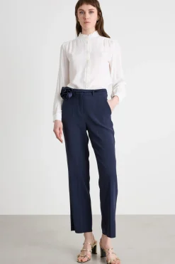 Pantalone con applicazione floreale - Blu