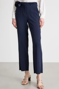 Pantalone con applicazione floreale - Blu