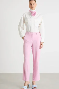Pantalone con applicazione floreale - Rosa