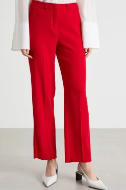 Pantalone con applicazione floreale - Rosso
