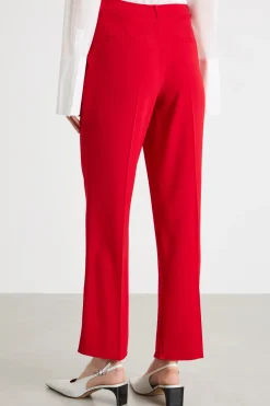 Pantalone con applicazione floreale - Rosso