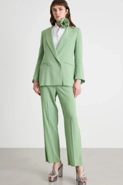 Pantalone con applicazione floreale - Verde