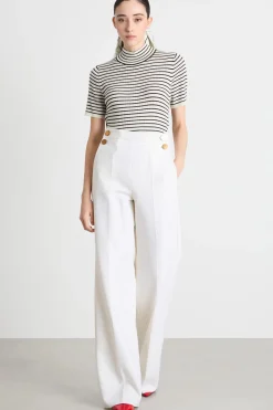 Pantalone con bottoni decorativi - Bianco