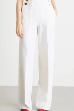 Pantalone con bottoni decorativi - Bianco