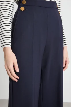 Pantalone con bottoni decorativi - Blu