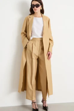 Pantalone con cintone alto - Cammello