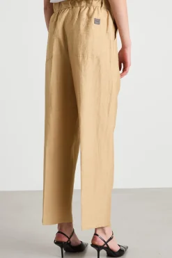Pantalone con cintone alto - Cammello