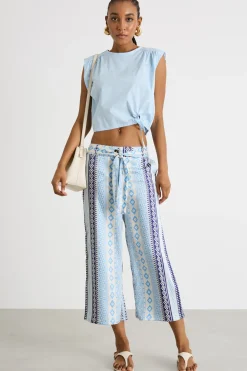 Pantalone con cintura - Azzurro