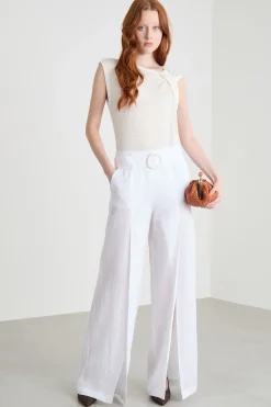 Pantalone con cintura - Bianco