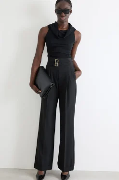 Pantalone con cinturini - Nero