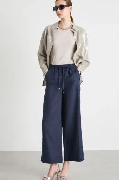 Pantalone con coulisse in vita - Blu