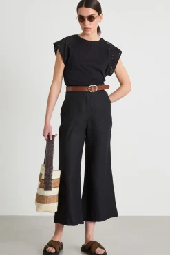 Pantalone con fondo svasato - Nero
