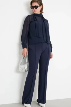 Pantalone con nervature - Blu