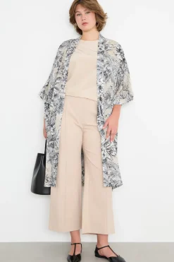 Pantalone con piega cucita - Beige
