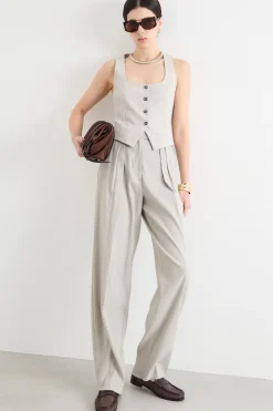 Pantalone con pieghe - Grigio