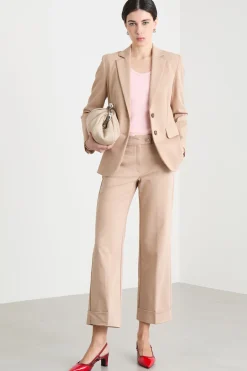 Pantalone con risvolto - Cammello