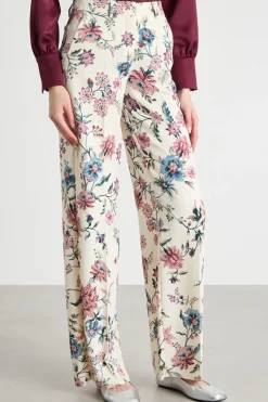 Pantalone con stampa floreale - Bianco Rosa Azzurro