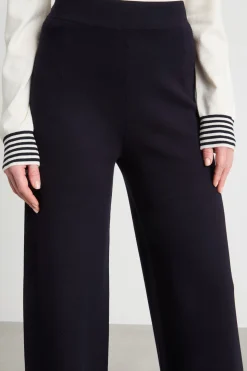 Pantalone con vita in maglia - Blu
