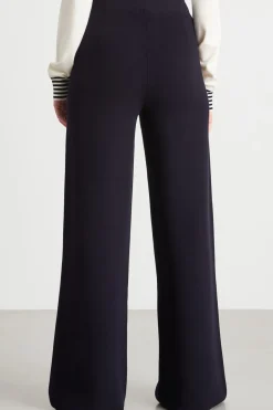 Pantalone con vita in maglia - Blu